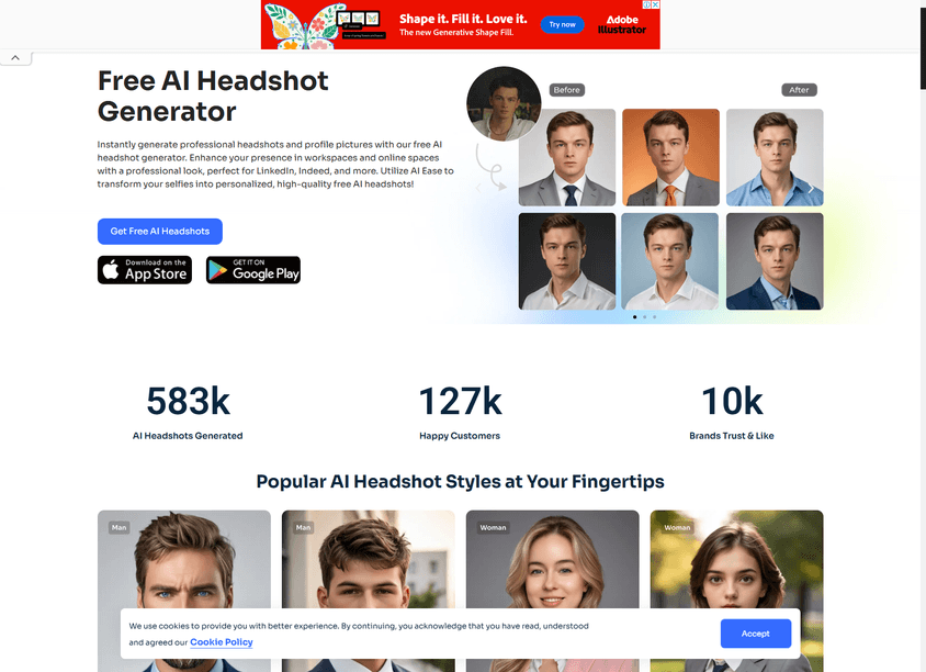AI Ease: AI Headshot Generator screenshot