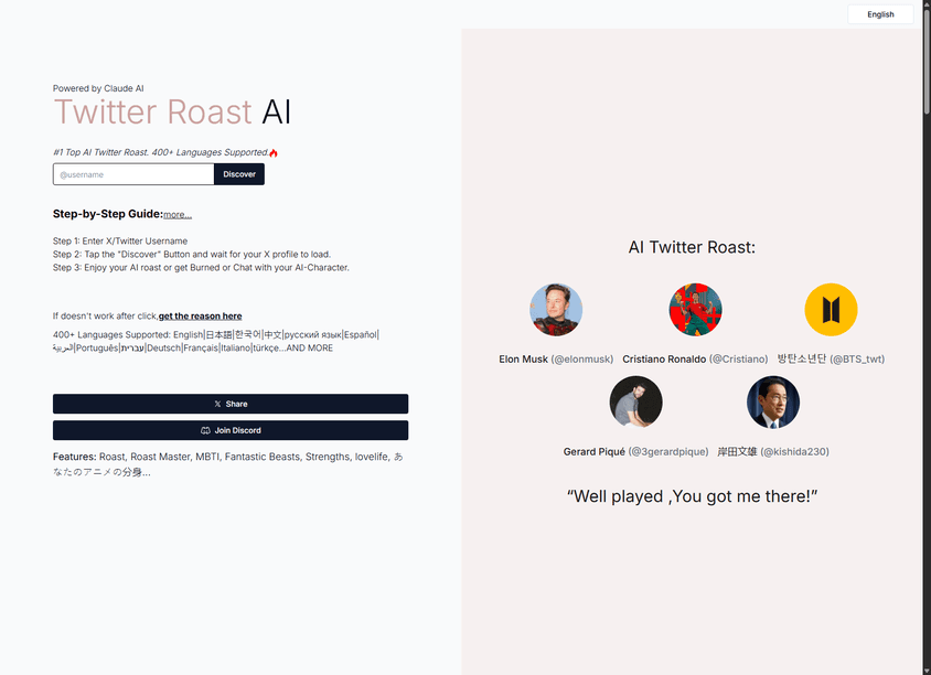 AI Twitter Roast screenshot