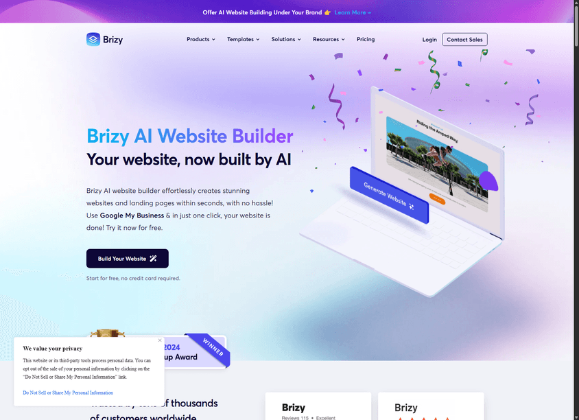Brizy AI Website Builder screenshot