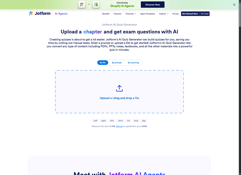 Jotform AI Quiz Generator screenshot