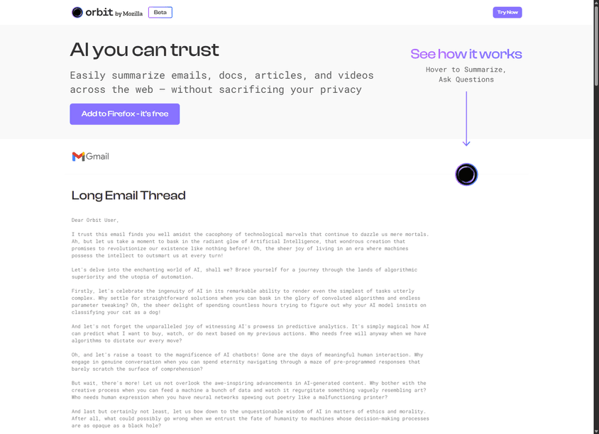 Orbit by Mozilla screenshot