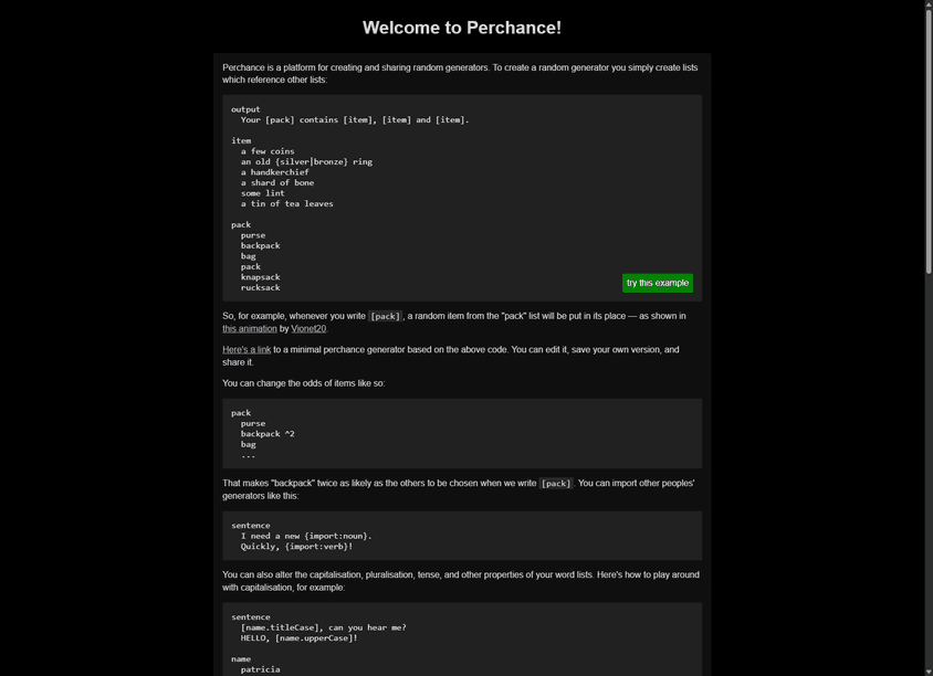 Perchance AI screenshot