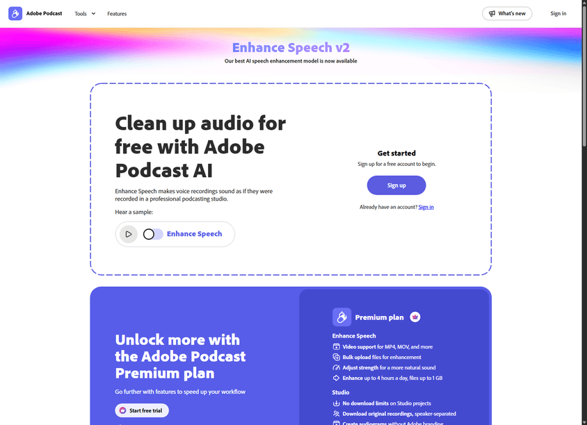 Adobe Enhance Speech screenshot