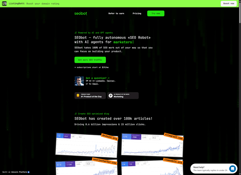 SEObot screenshot