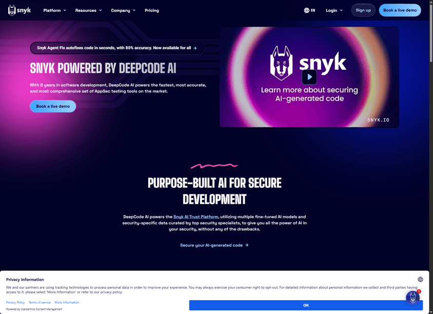 Snyk DeepCode AI screenshot