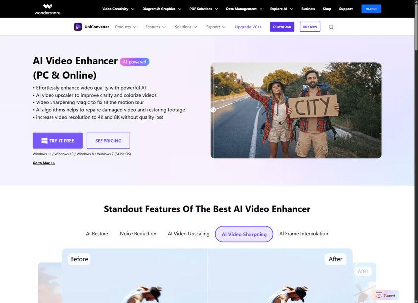 UniConverter AI Video Enhancer screenshot
