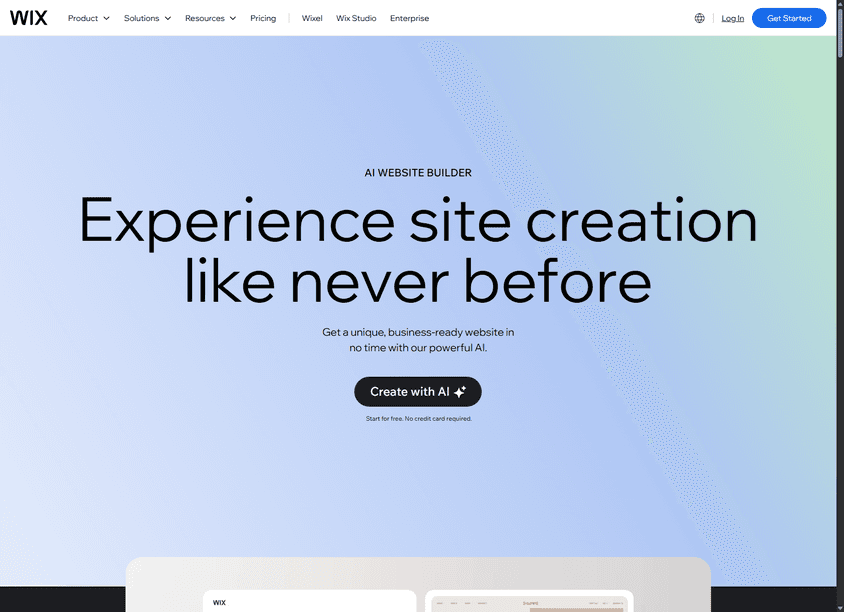 Wix AI Website Builder screenshot